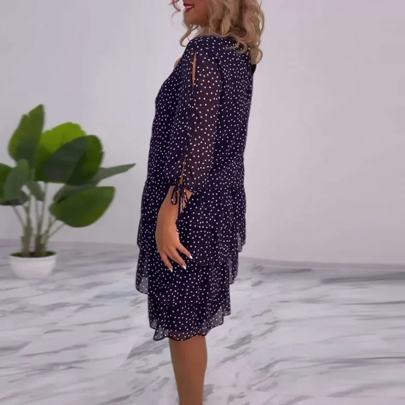 Robe chic à pois verts