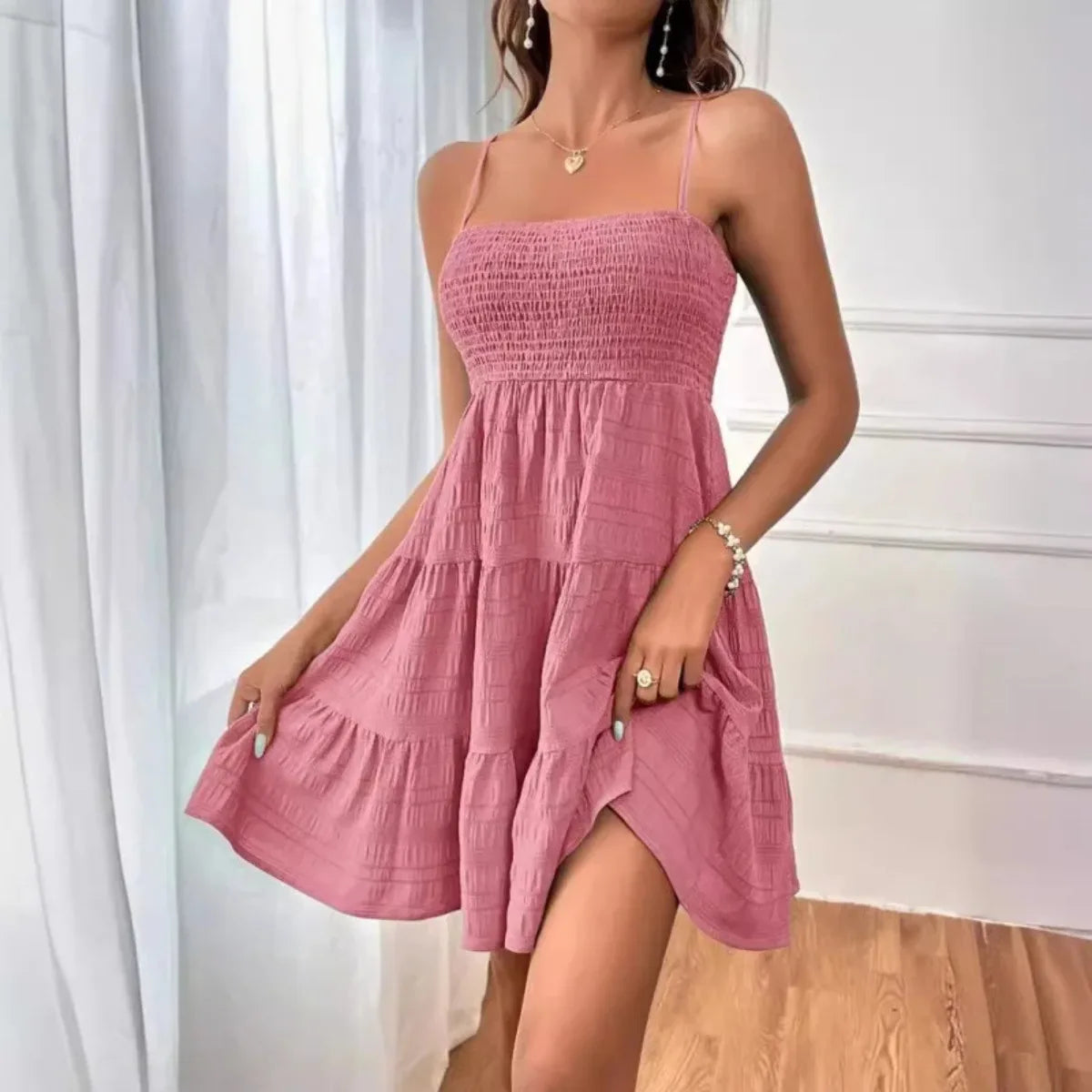 Robe d'Été Rose Élégante