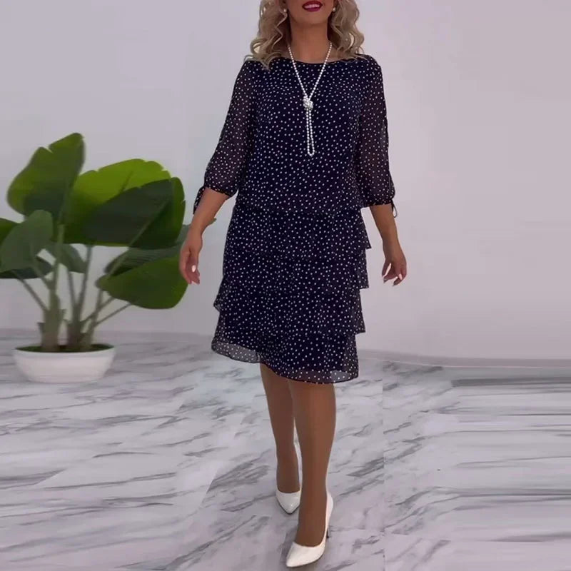 Robe chic à pois verts