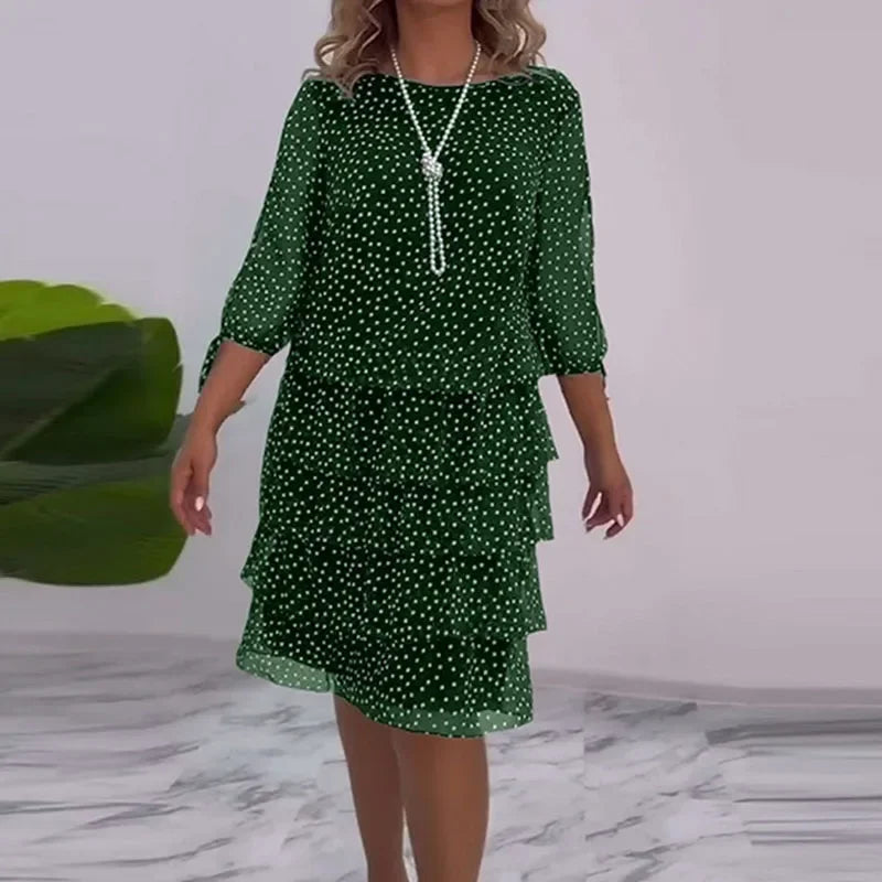 Robe chic à pois verts