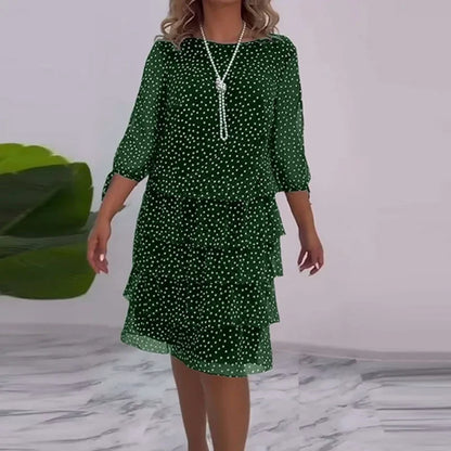 Robe chic à pois verts