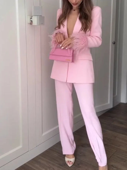 Ensemble Été Rose Plumes