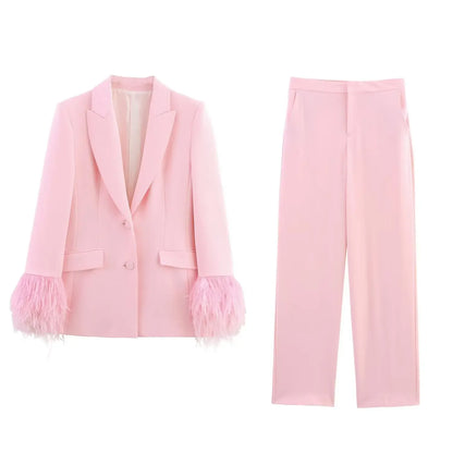 Ensemble Été Rose Plumes