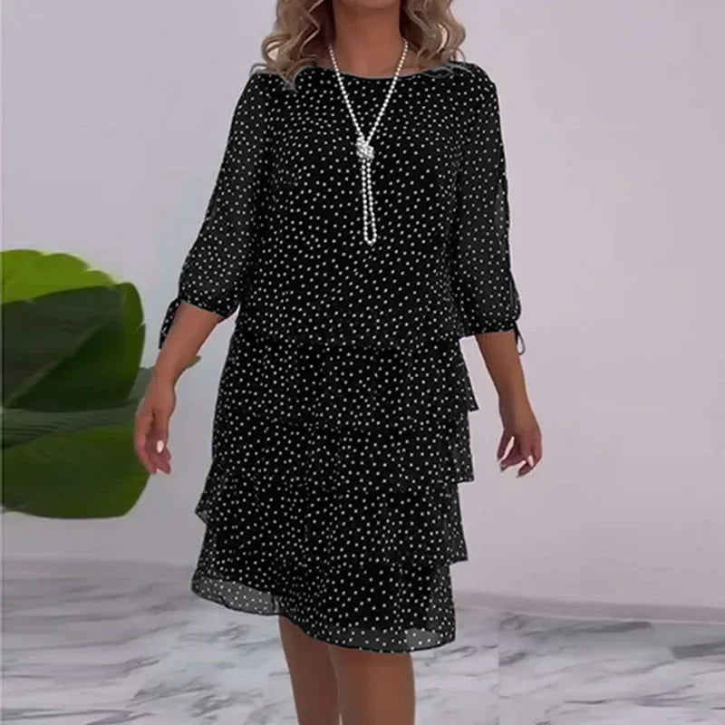 Robe chic à pois verts